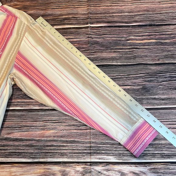 Tommy Bahama Mens‎ Button Up Gray Pink Striped Long Sleeve Silk Blend Shirt XLX - Picture 9 of 9